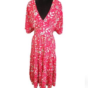 Zara Pink Floral Midi Dress